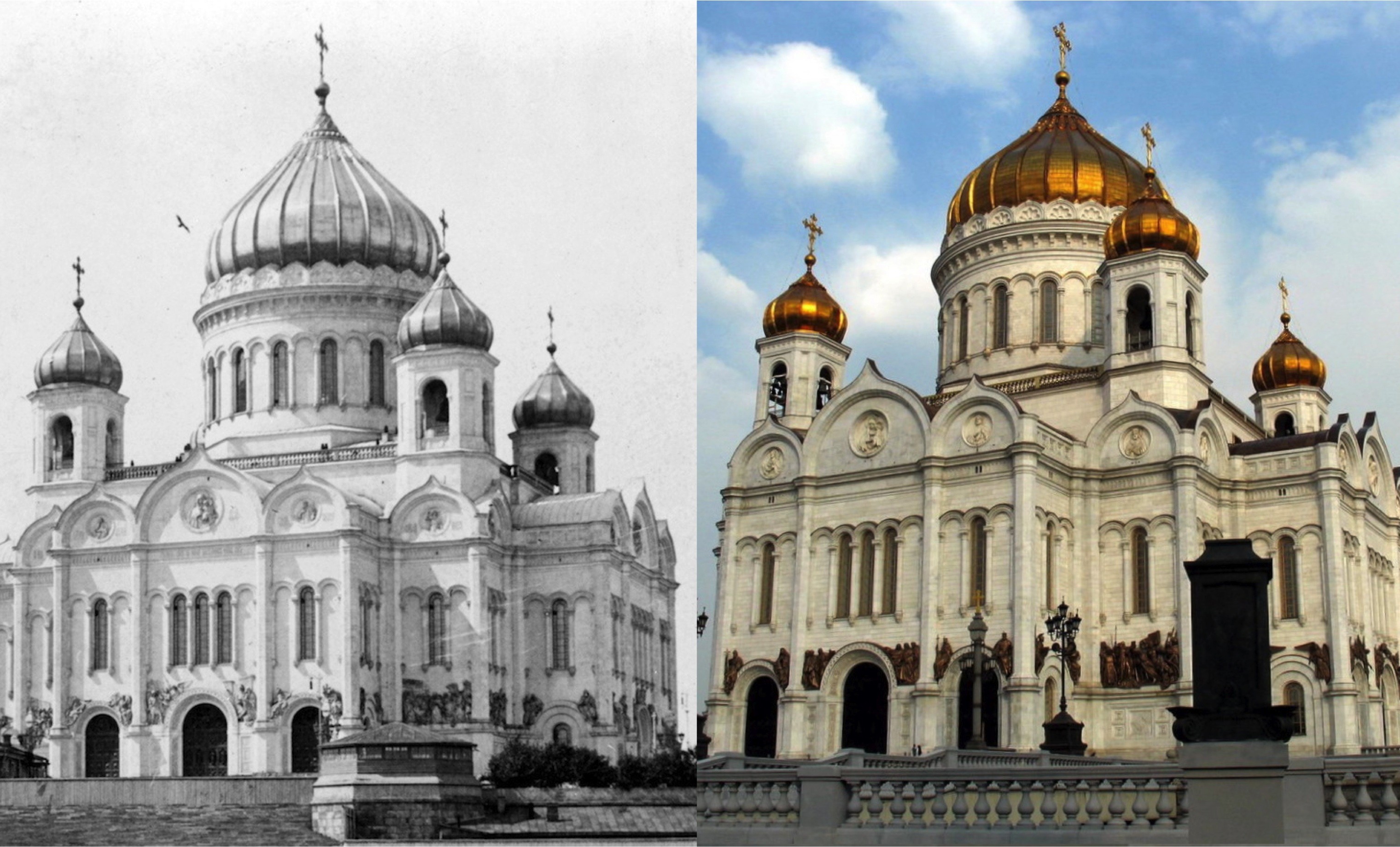 Figure 4: A tale of two churches — The original Cathedral of Christ the Savior (1903) and its successor (2006)