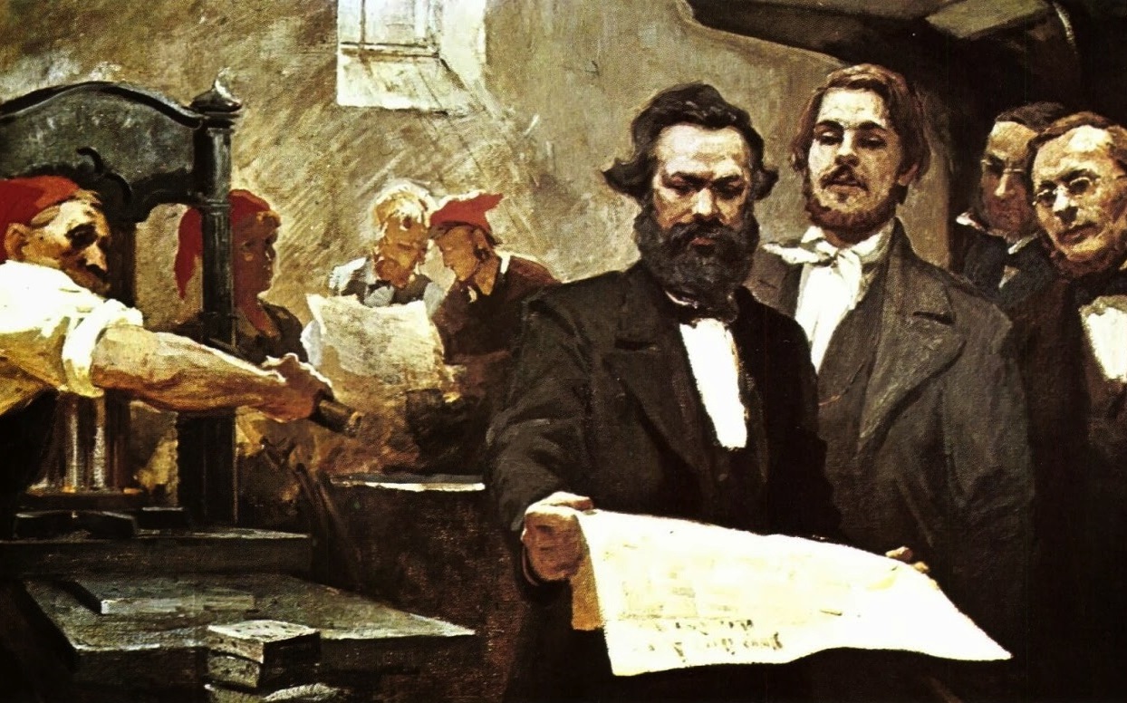 Karl Marx & Friedrich Engels en la imprenta de la Rheinische Zeitung,  Colonia – Museo Marx & Engels, Moscú ✆ E. Chapiro © Ñángara Marx1 | The  Charnel-House